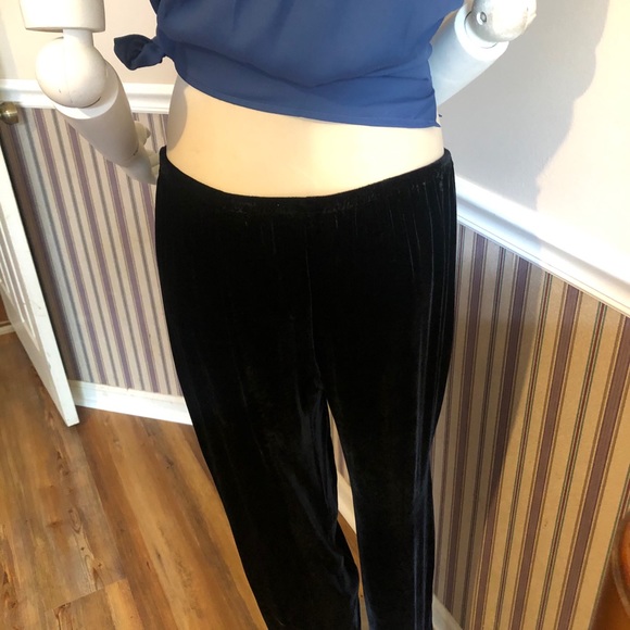 Citron black velvet pants w/ elastic waistband - Picture 1 of 11